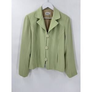 PJLA Vintage Blazer Womens Medium Green Jacket Single Breasted Pockets Lined